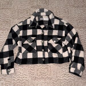 Zara  Checkered Black and White Buffalo Plaid Jacket. Size medium.